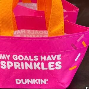 Dunkin' Pink Tote Bag with Orange Handles 2 of them